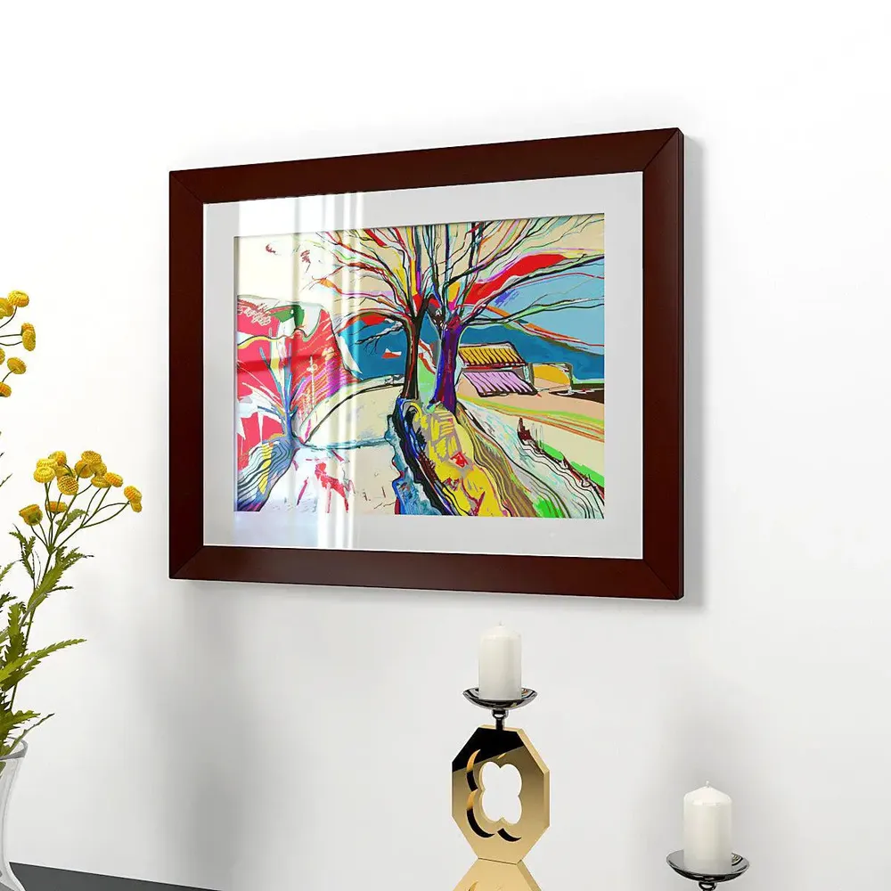 Bright Colored Scenery Framed Wall Painting Framed with Break Resistant Clear Acrylic Glass