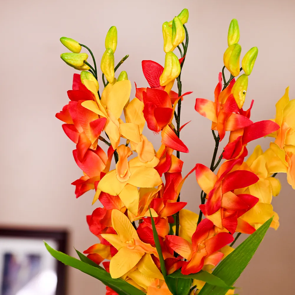 Bright Orange & Yellow Artificial Orchid Bunch Combo