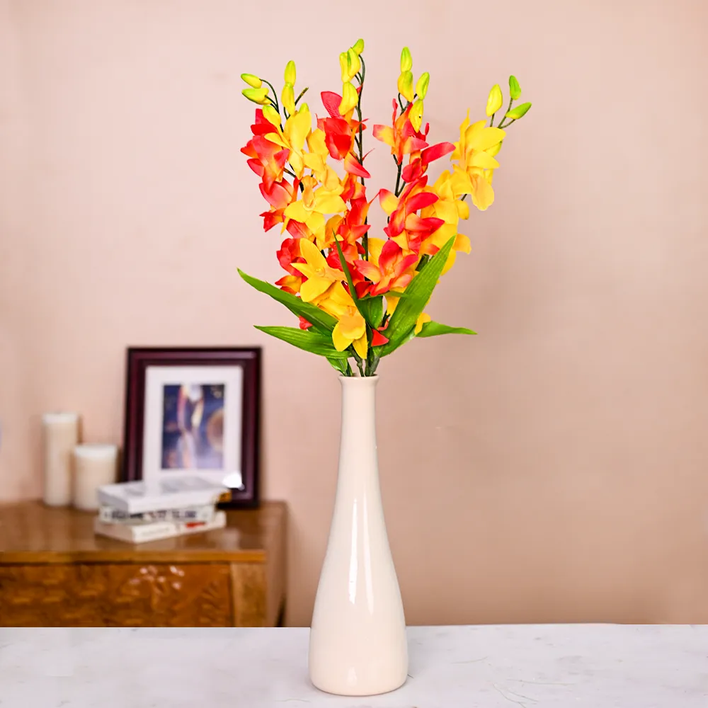 Bright Orange & Yellow Artificial Orchid Bunch Combo
