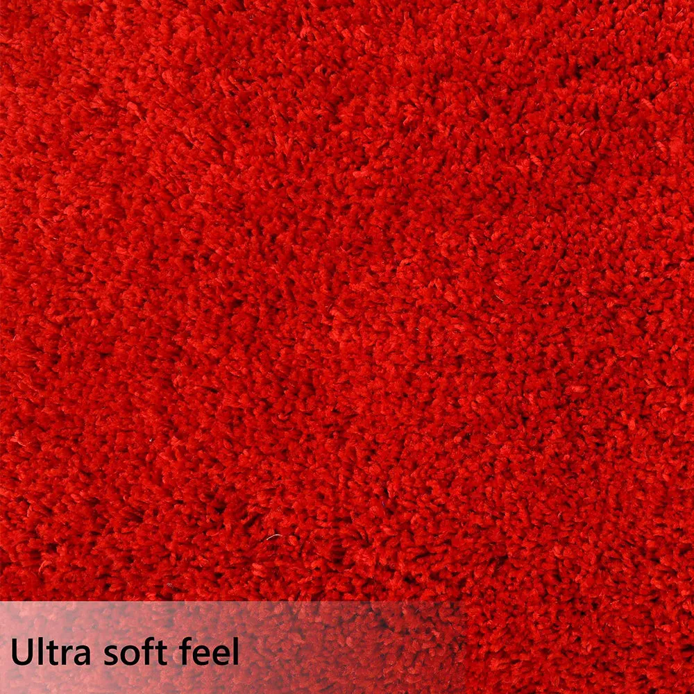 Bright Red Solid Soft Feel Anti-Skid 100% Cotton Carpet 2X5