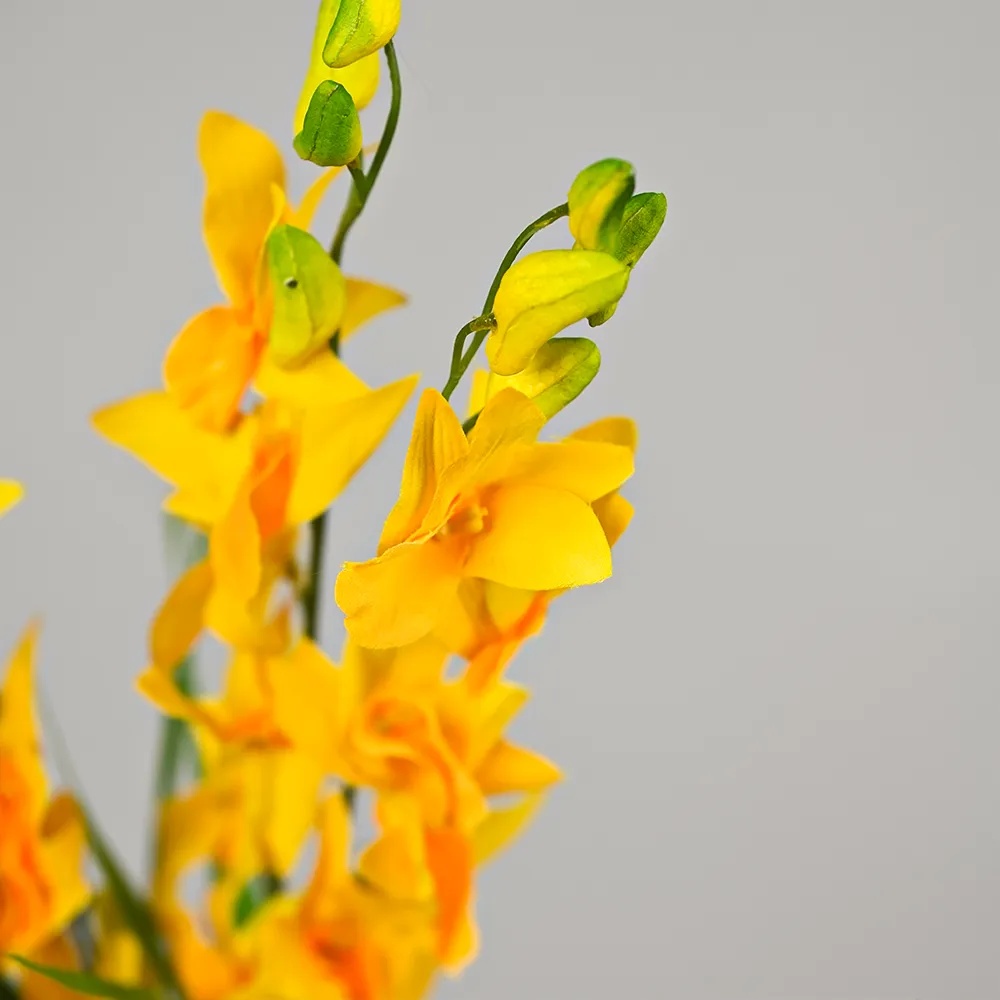Bright Yellow Artifical Orchid Strands Set Of 2