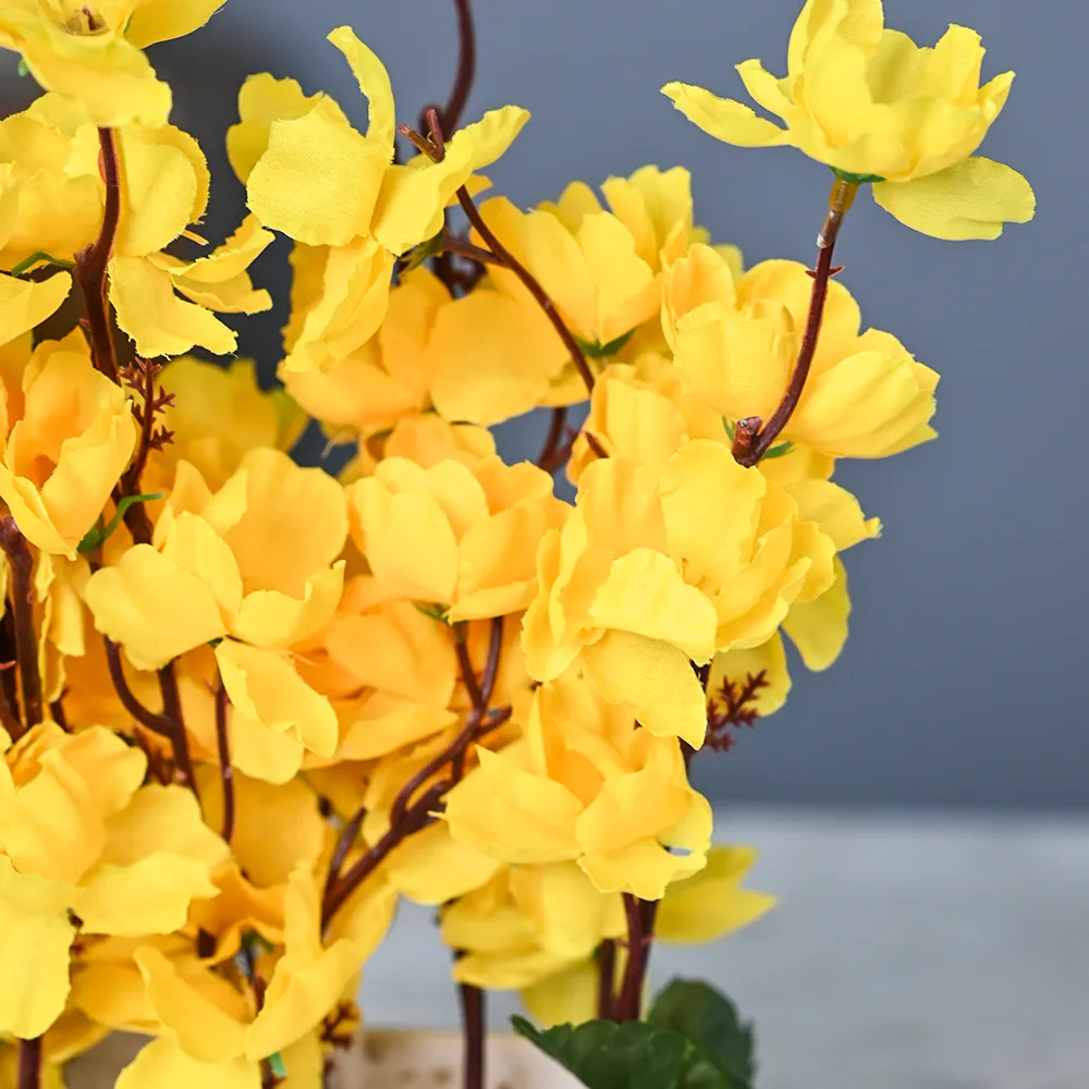 Bright Yellow Artificial Orchid With Pot Single Piece