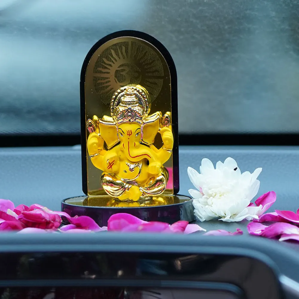 Bright Yellow Decorative Mini Ganehsa Showpiece With Stand