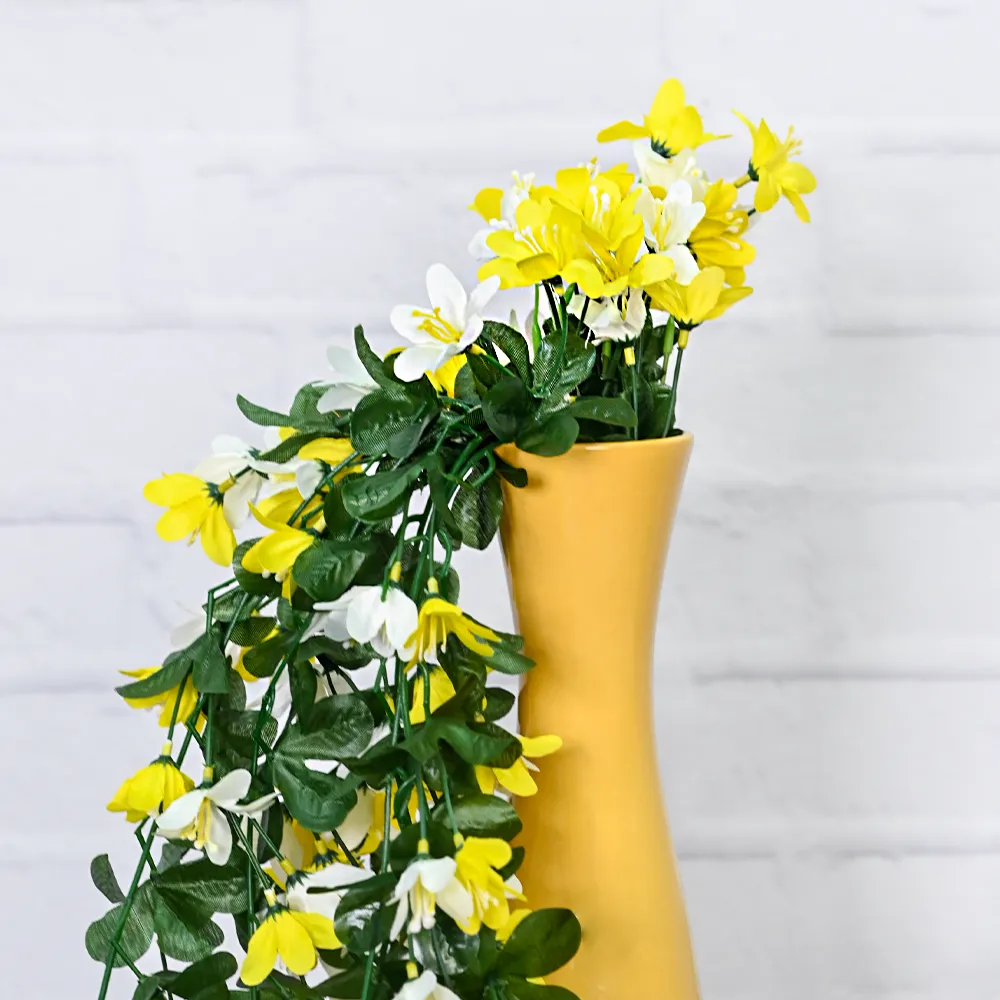 Bright Yellow Lily Artificial Hanging Orchid Single Piece