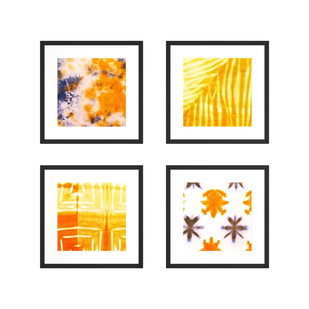 Bright Yellow Print Framed Wall Art Set of 4