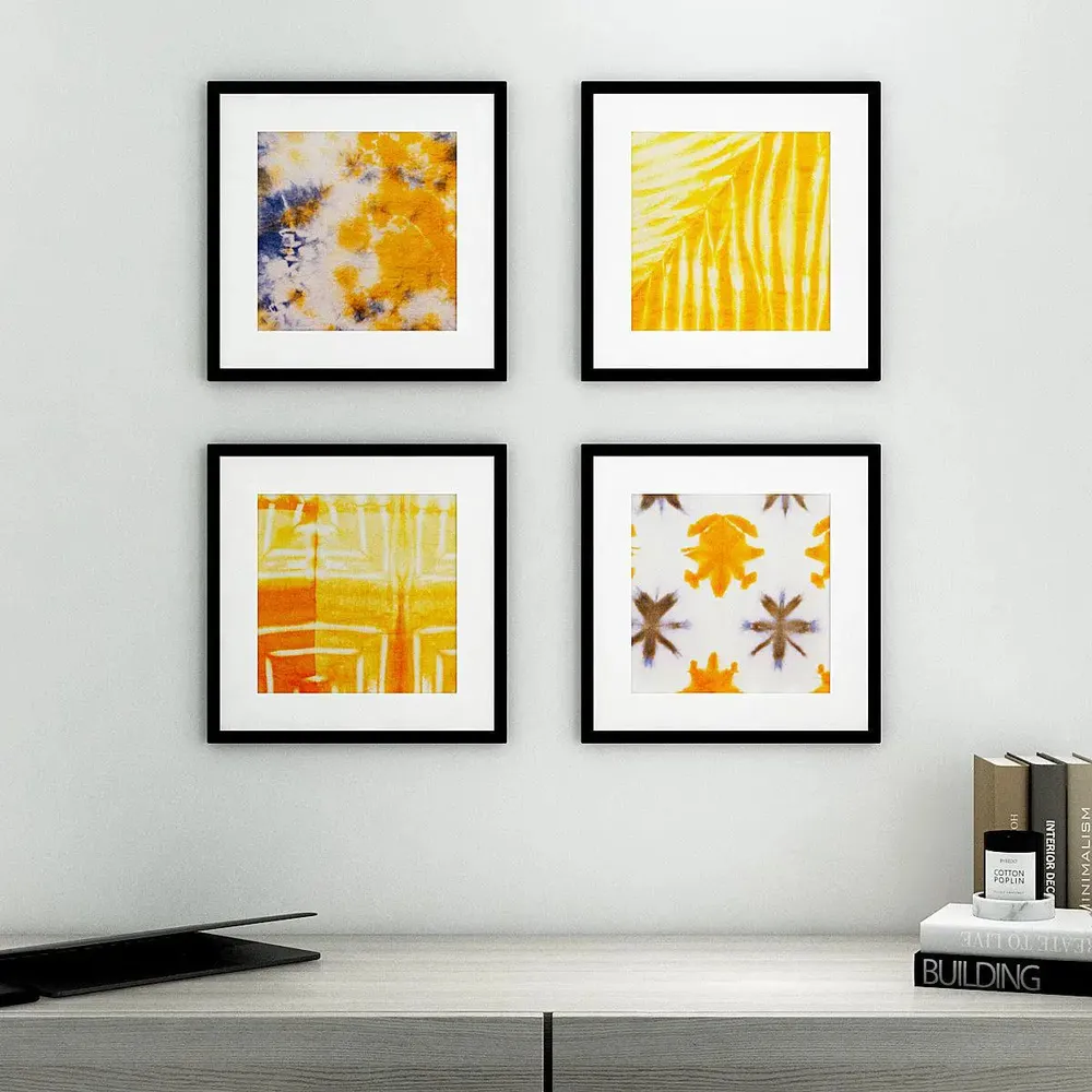 Bright Yellow Print Framed Wall Art Set of 4