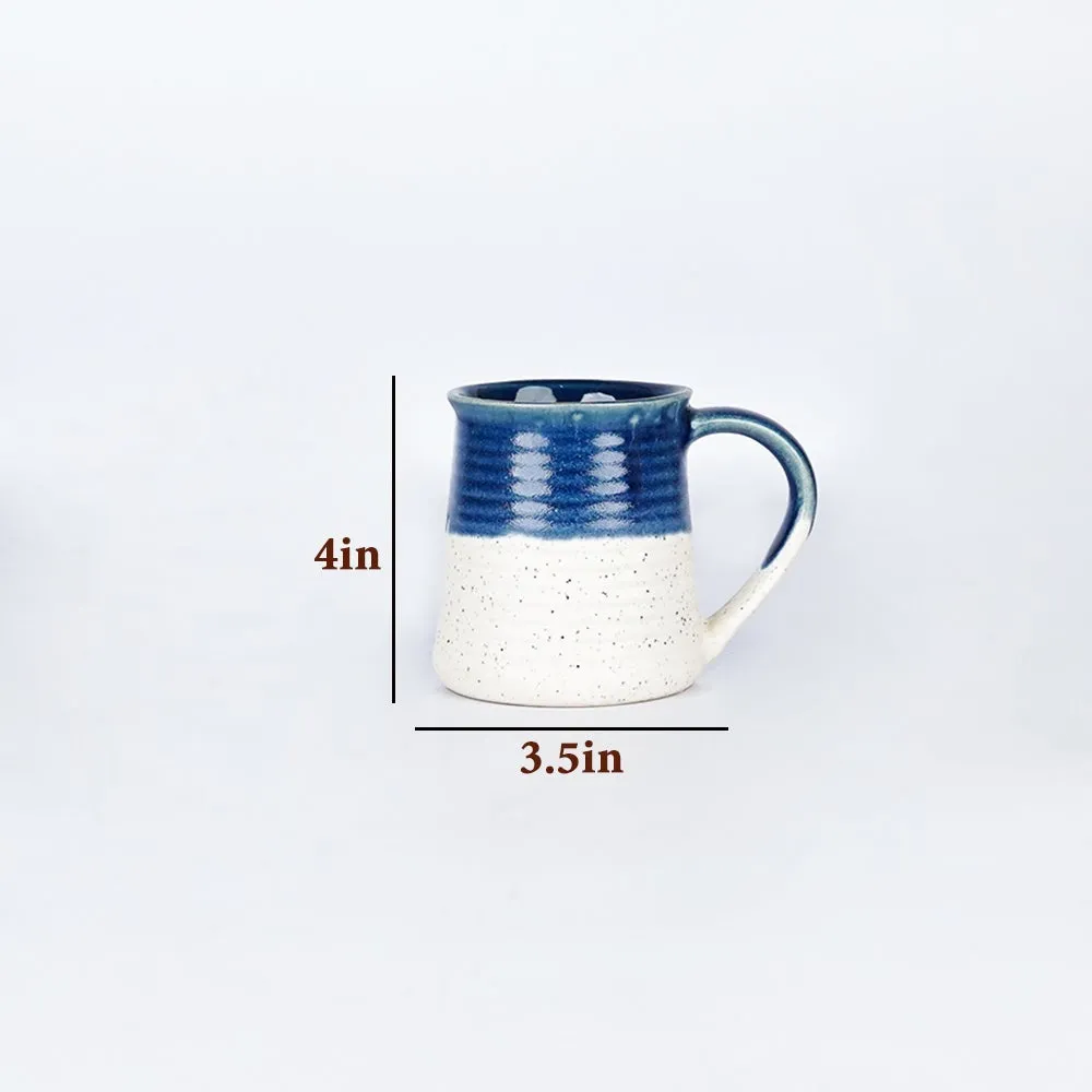 Broad Blue Bordered White Ceramic Mugs Single Piece
