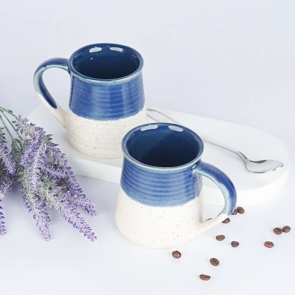 Broad Blue Bordered White Ceramic Mugs Single Piece