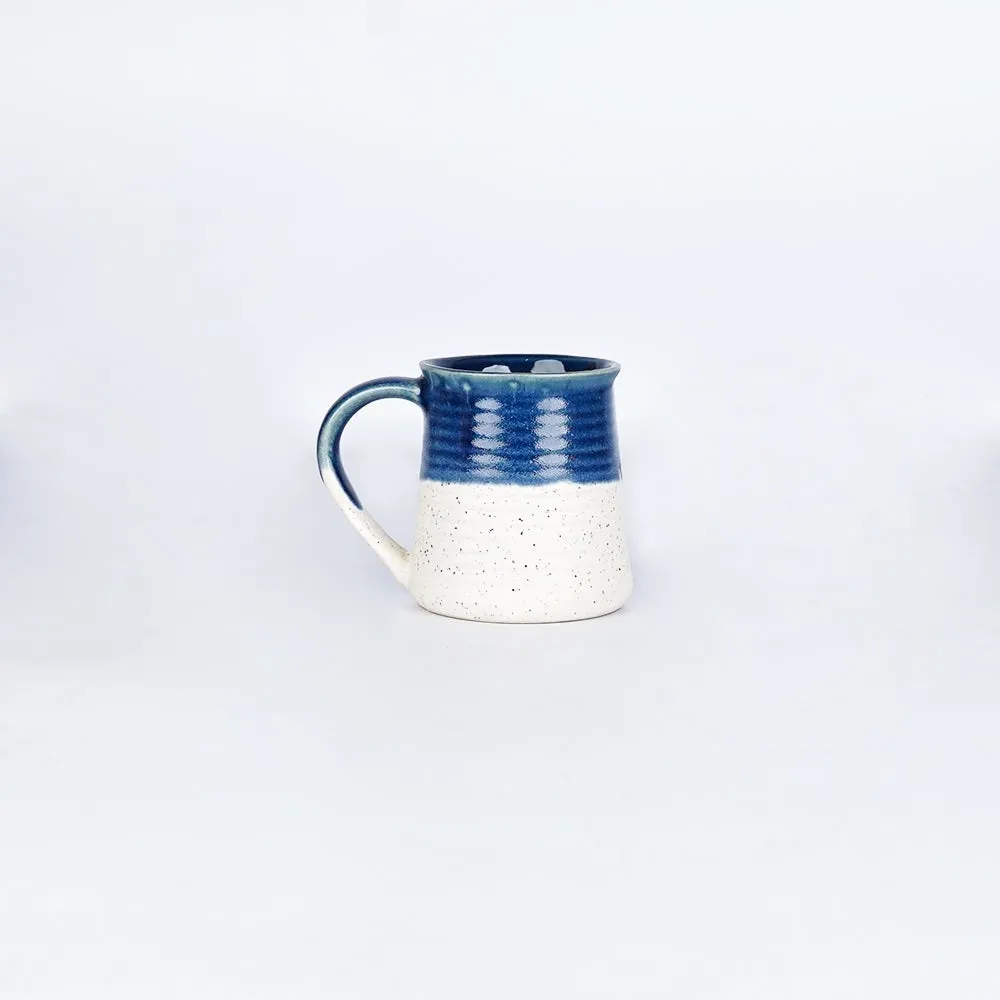 Broad Blue Bordered White Ceramic Mugs Single Piece