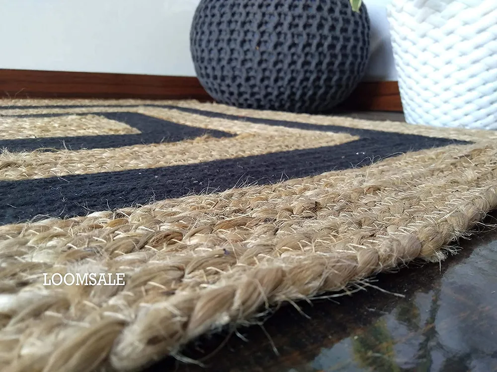 Broad Bordered Black Resilient Jute Rug XS (2*3ft)