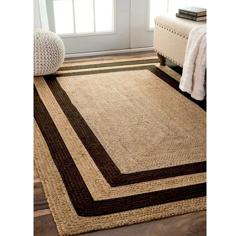 Broad Bordered Black Resilient Jute Rug XS (2*3ft)