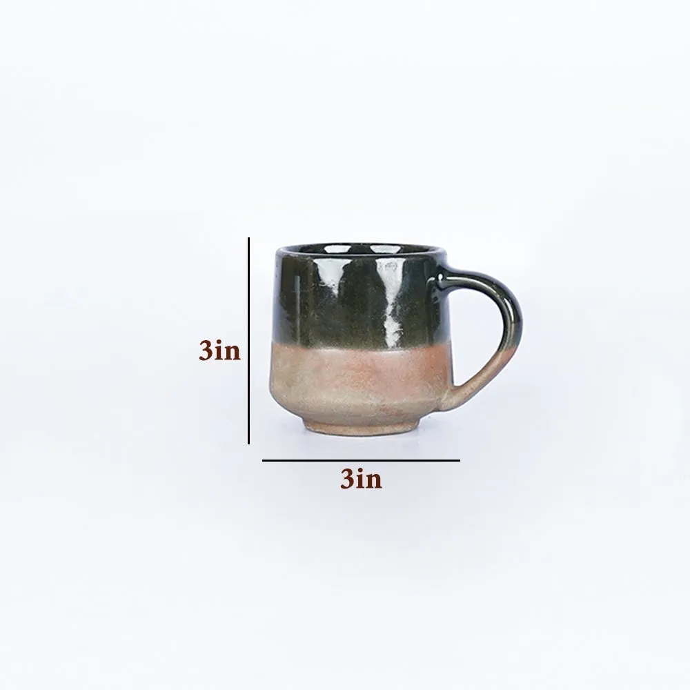 Broad Green Bordered Ceramic Mugs Set of 6