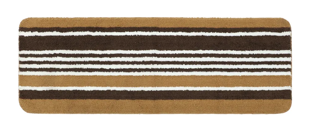 Broad Striped Brown & Beige Quality Polyester Bedside Runner
