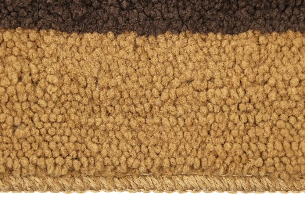 Broad Striped Brown & Beige Quality Polyester Bedside Runner