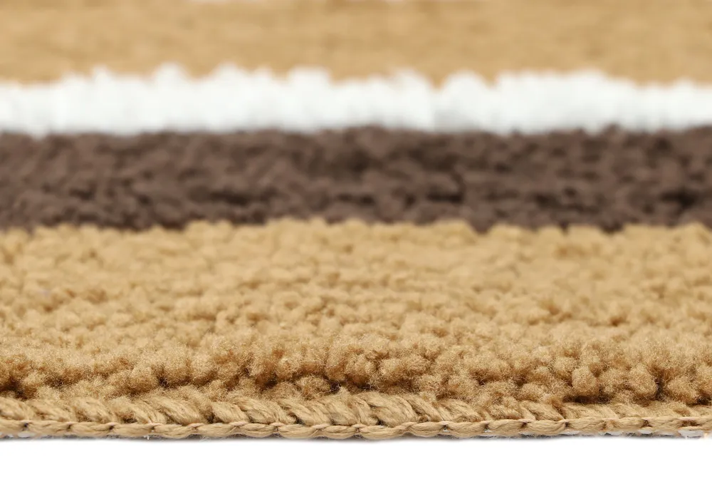 Broad Striped Brown & Beige Quality Polyester Bedside Runner