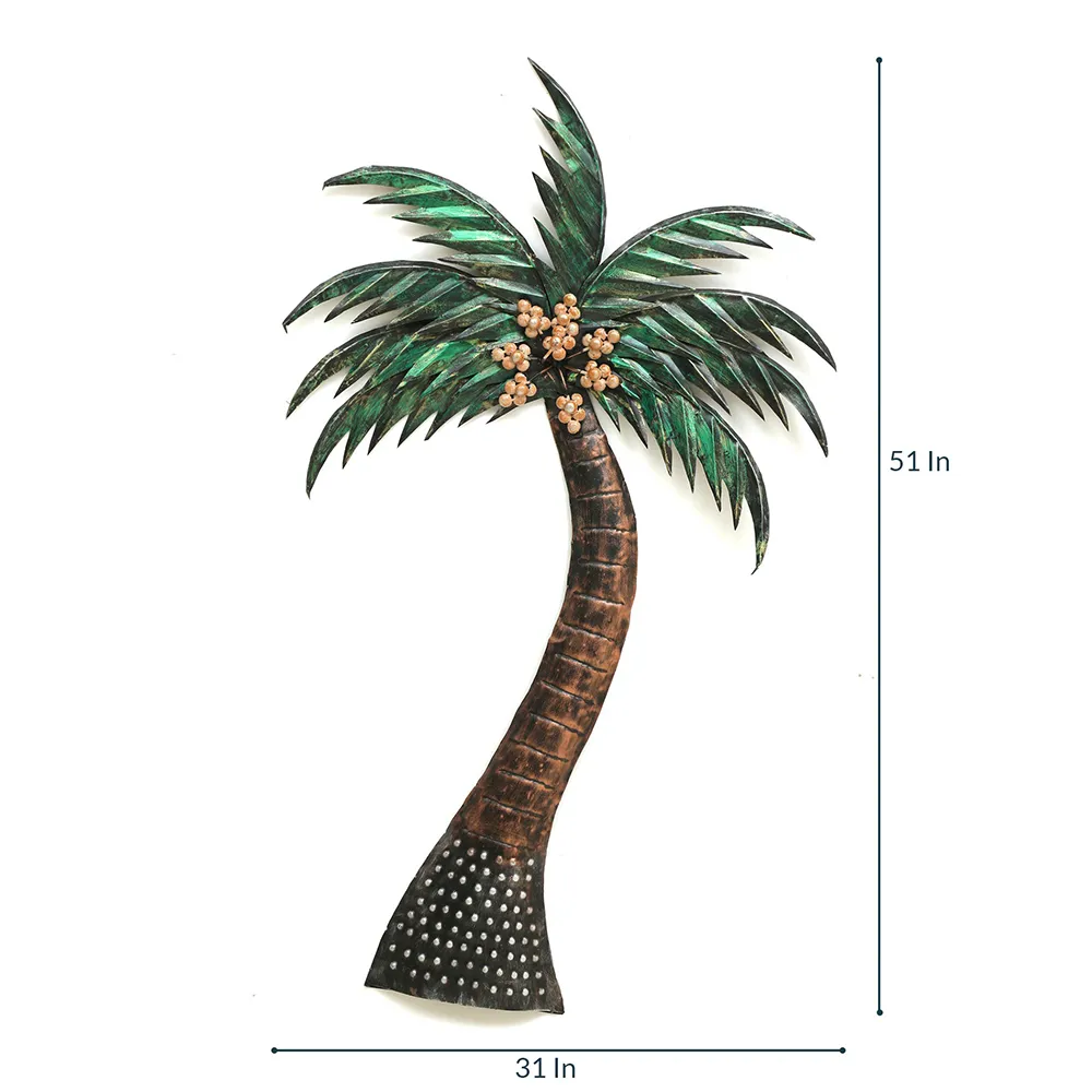 Bronze Brushed Artistic Coconut Tree Metal Wall Art