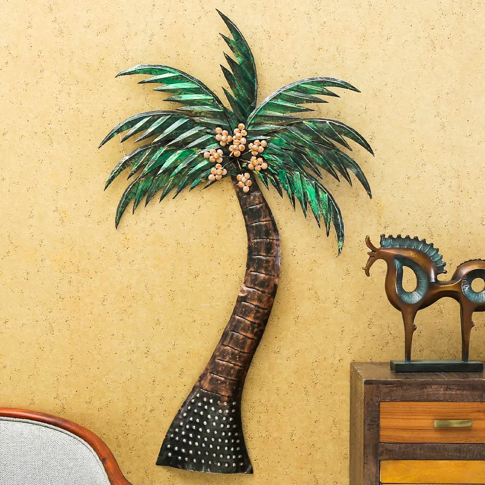 Bronze Brushed Artistic Coconut Tree Metal Wall Art