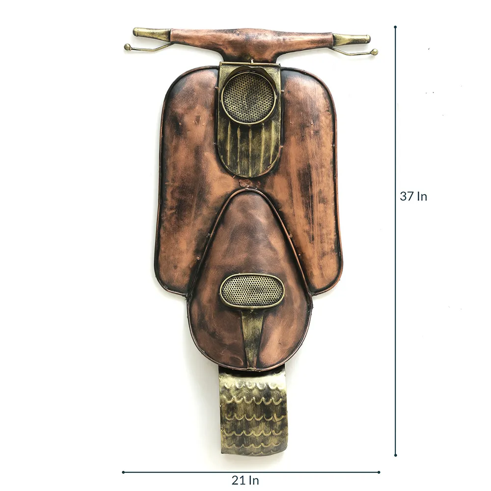 Bronze Brushed Artistic Scooter Front Metal Wall Art