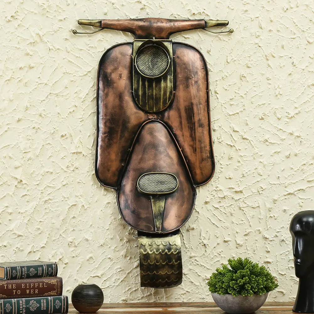 Bronze Brushed Artistic Scooter Front Metal Wall Art