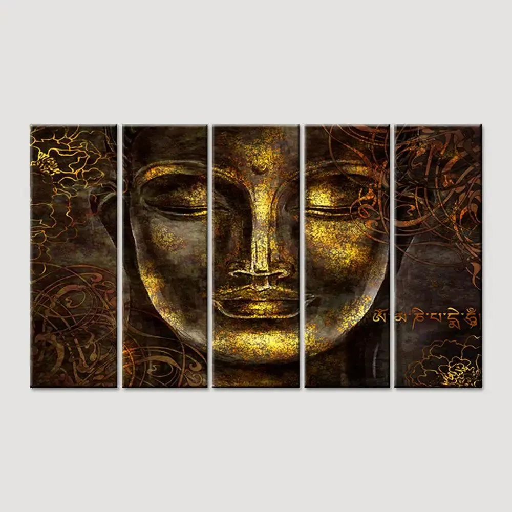 Bronze Buddha Wood Stretched Canvas Wall Painting