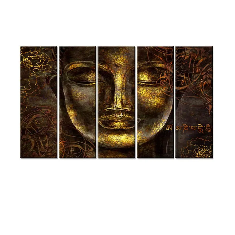 Bronze Buddha Wood Stretched Canvas Wall Painting