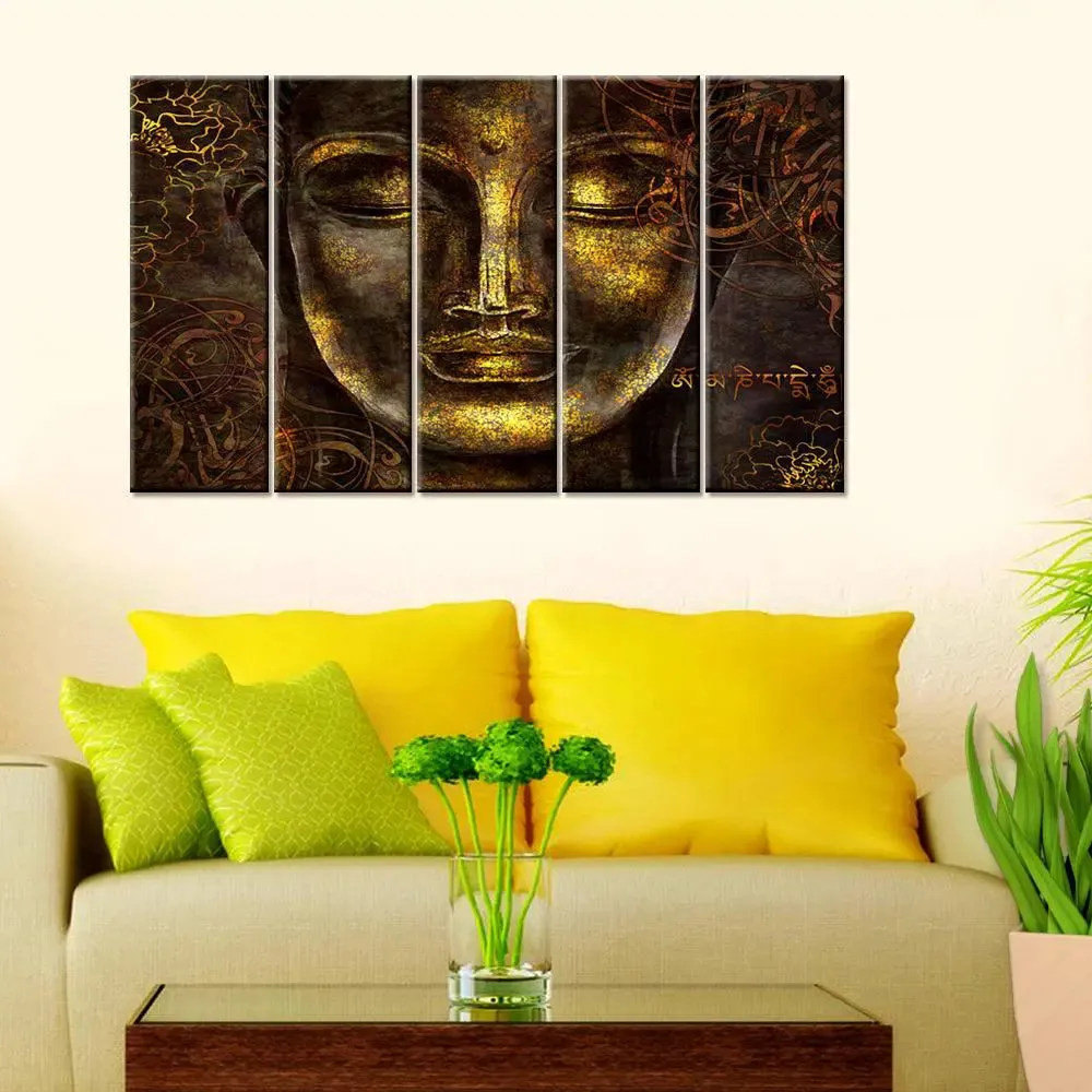 Bronze Buddha Wood Stretched Canvas Wall Painting