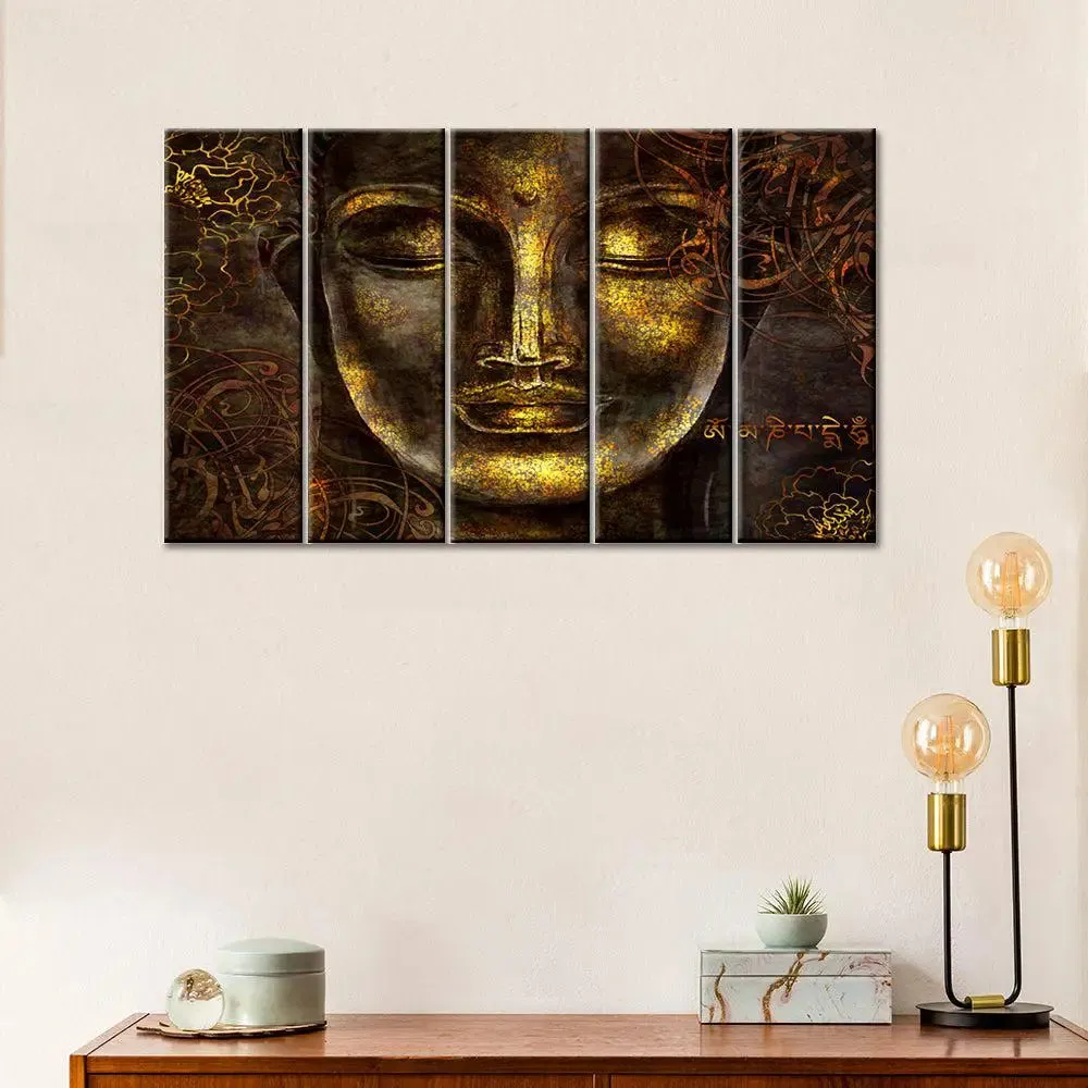 Bronze Buddha Wood Stretched Canvas Wall Painting