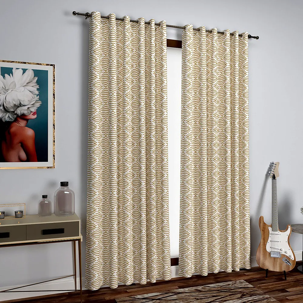 Brown Abstract Designer Door Curtain Medium Single piece (7ft)