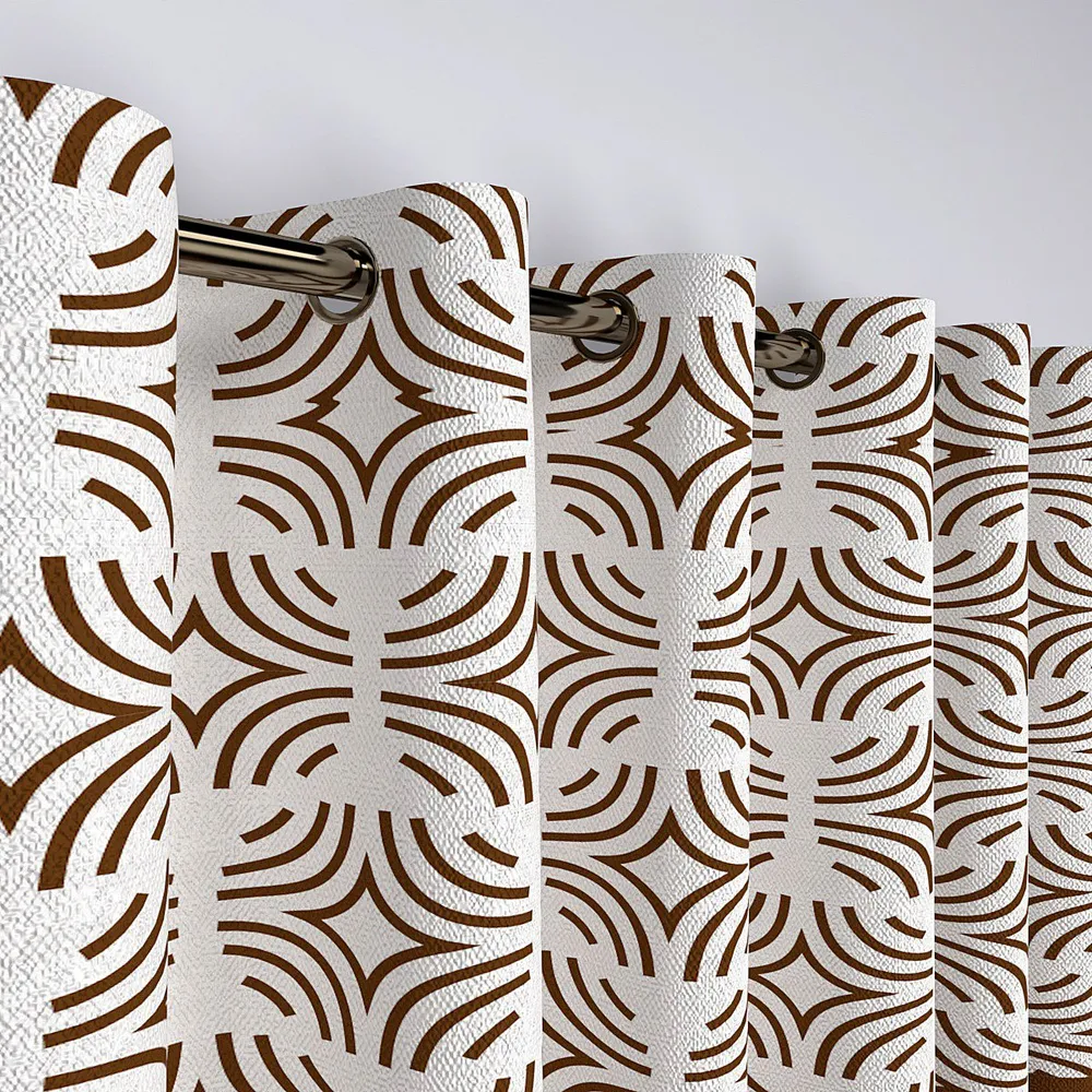 Brown Abstract Semi-Designer Door Curtain Medium Single Piece (7ft)