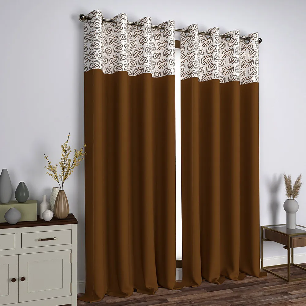 Brown Abstract Semi-Designer Door Curtain Medium Single Piece (7ft)