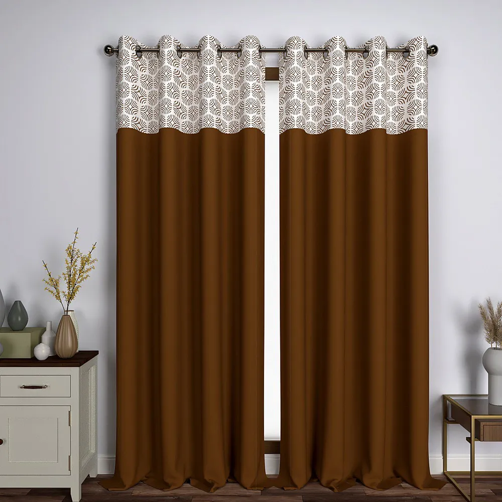 Brown Abstract Semi-Designer Door Curtain Medium Single Piece (7ft)