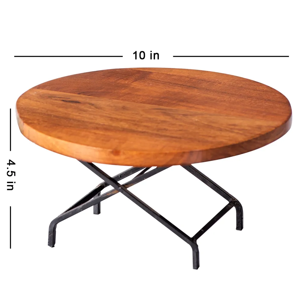 Brown and Black Rustic Wooden Foldable Cake Stand and Server
