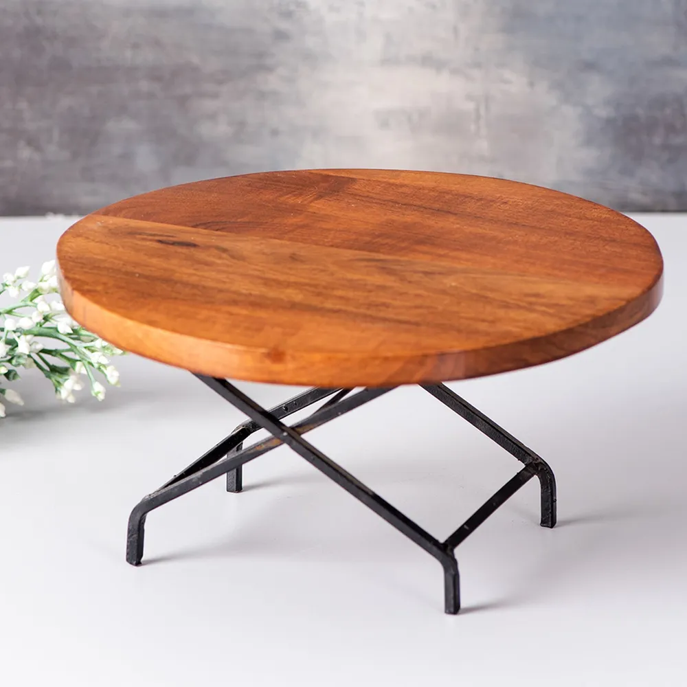 Brown and Black Rustic Wooden Foldable Cake Stand and Server