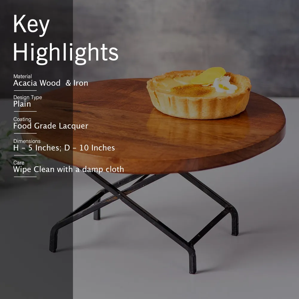 Brown and Black Rustic Wooden Foldable Cake Stand and Server