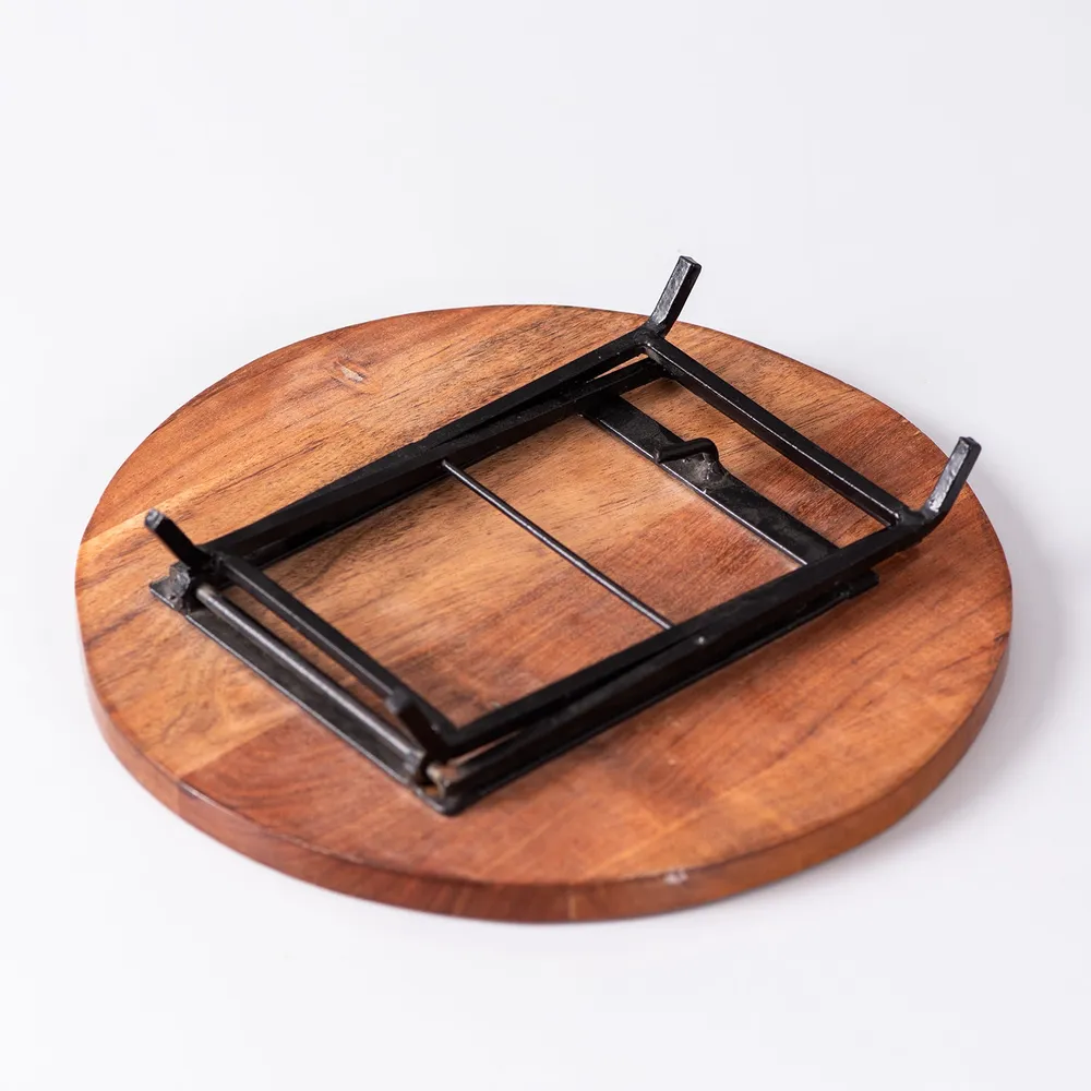 Brown and Black Rustic Wooden Foldable Cake Stand and Server