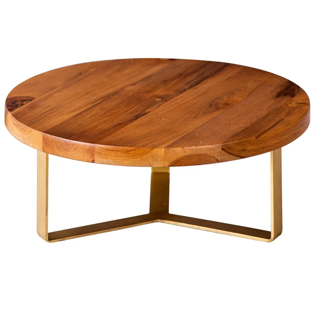 Brown and Gold Rustic Wooden Cake Stand