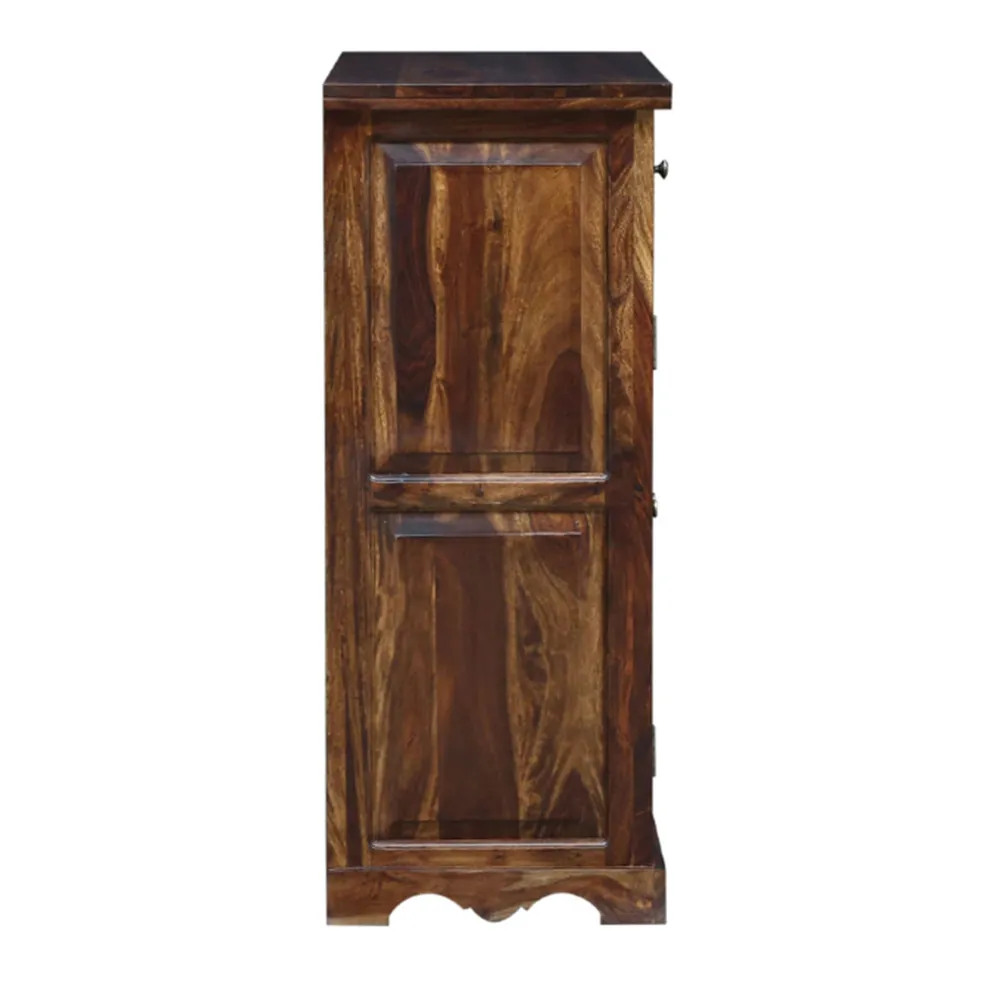 Brown Base Multicolor Traditional Designer Sheesham Wood Cabinet