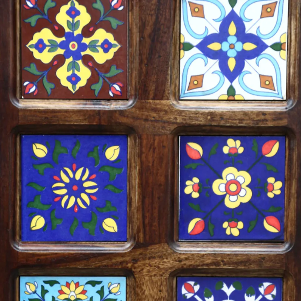 Brown Base Multicolor Traditional Designer Sheesham Wood Cabinet