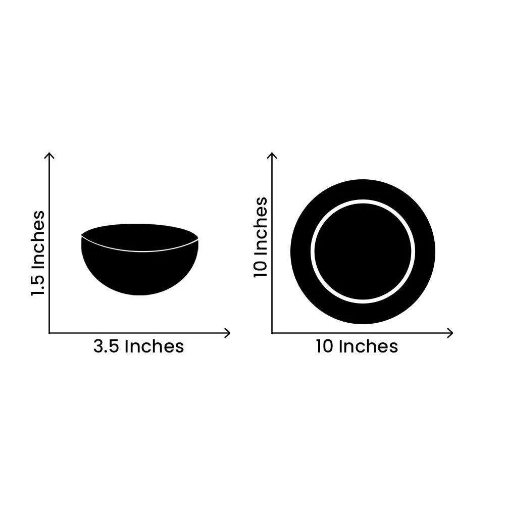 Brown Bordered Cream Serving Plate With One Single Serving Bowl Dinnerware Set