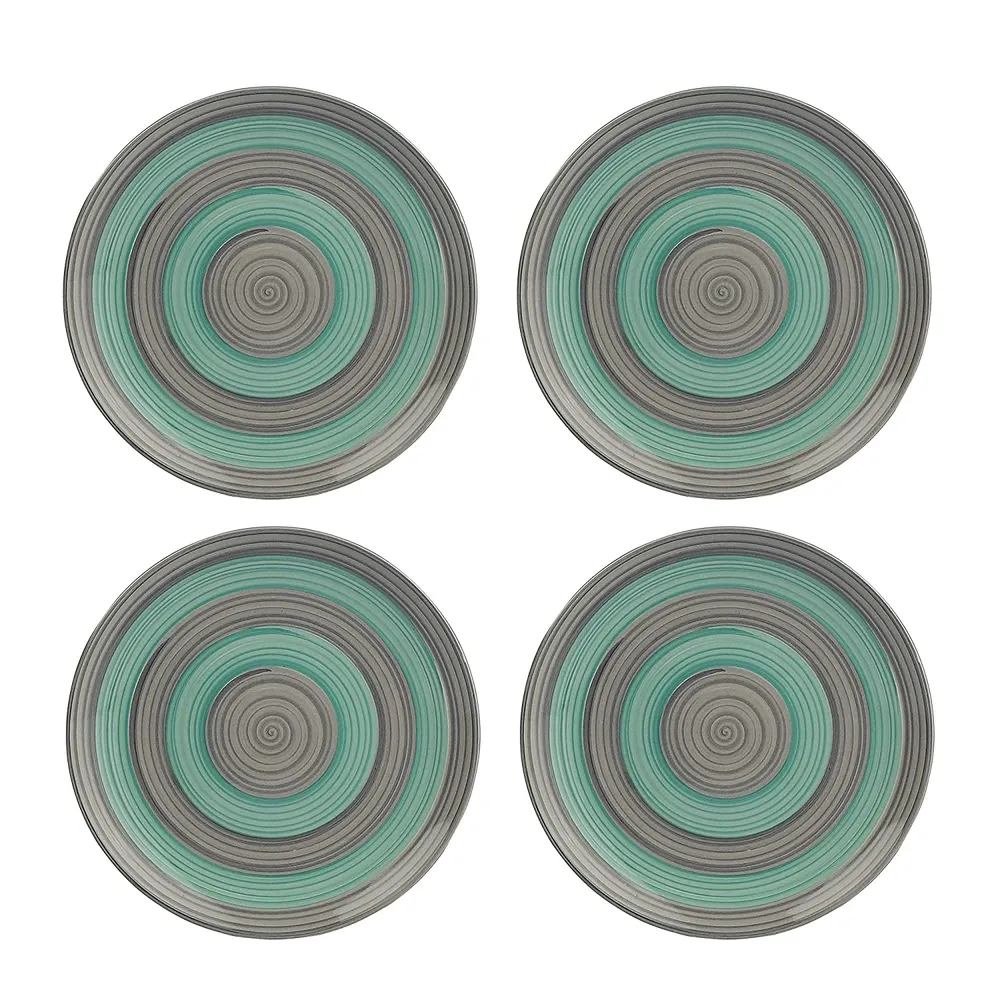 Brown Bordered White Ceramic Side Plates Set Of 4