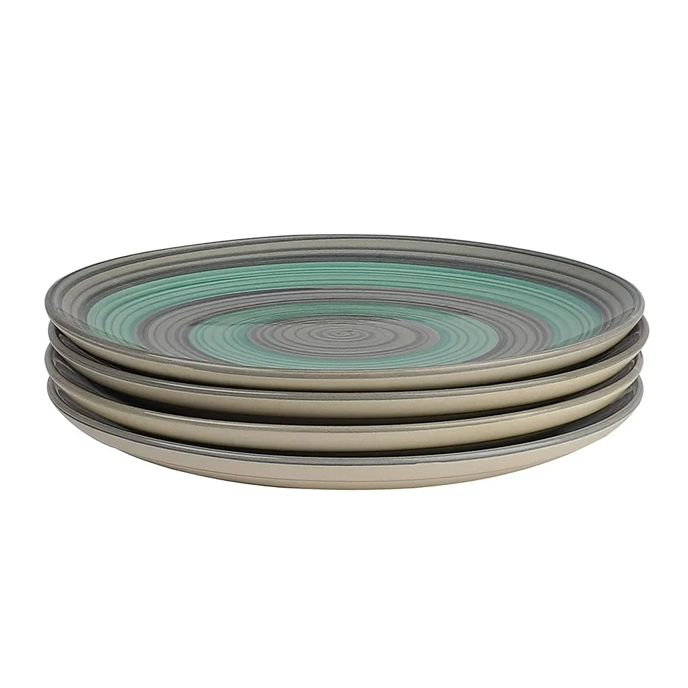 Brown Bordered White Ceramic Side Plates Set Of 4