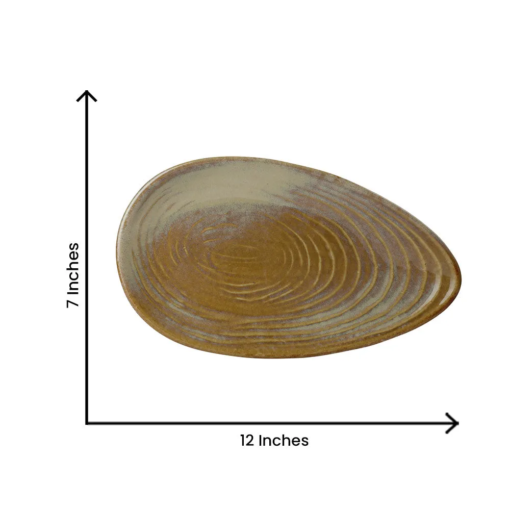 Brown Ceramic Snack Serving Platter
