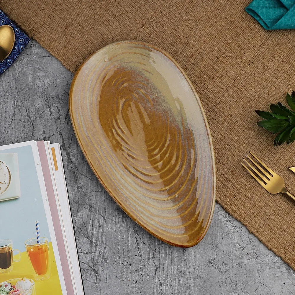 Brown Ceramic Snack Serving Platter