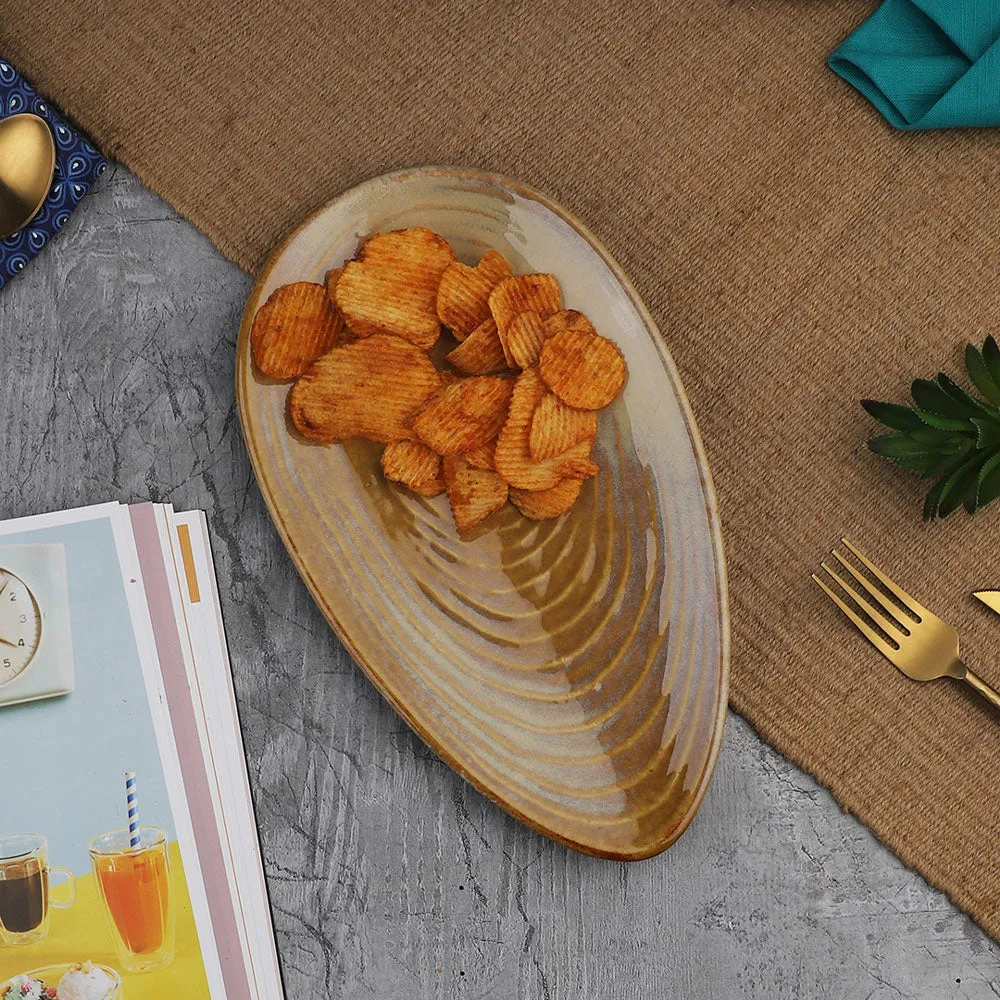 Brown Ceramic Snack Serving Platter