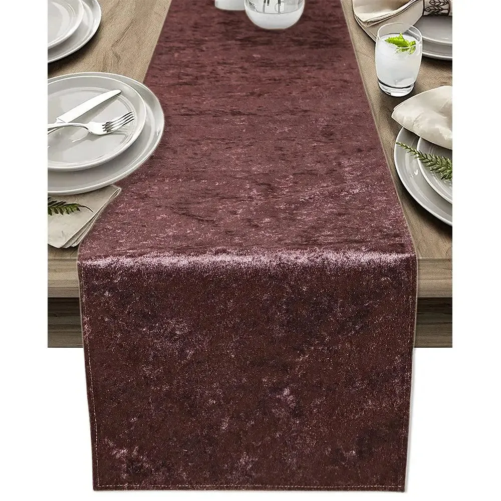 Brown Designed Velvet Table Runner