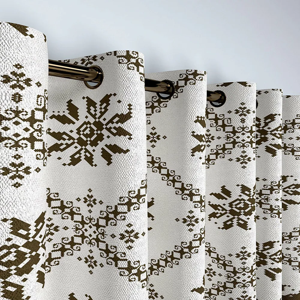 Brown Digital Print Semi-Designer Door Curtain Medium Single Piece (7ft)