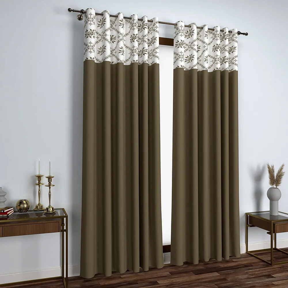 Brown Digital Print Semi-Designer Door Curtain Medium Single Piece (7ft)