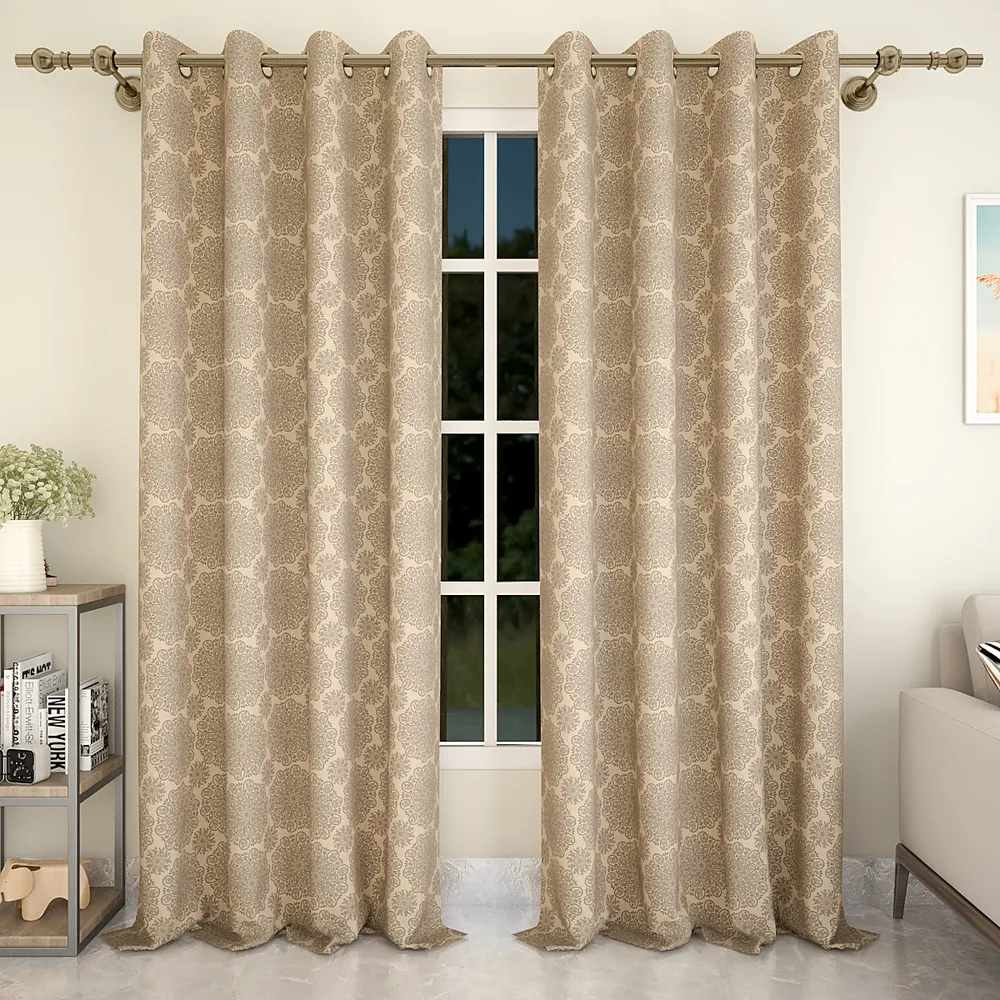 Brown Floral Pattern Designer Curtain 5 ft