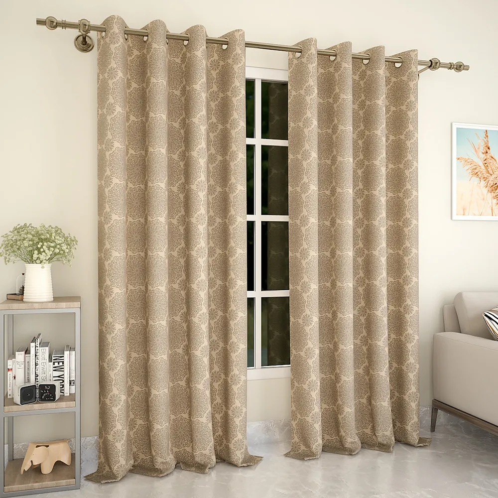 Brown Floral Pattern Designer Curtain 5 ft