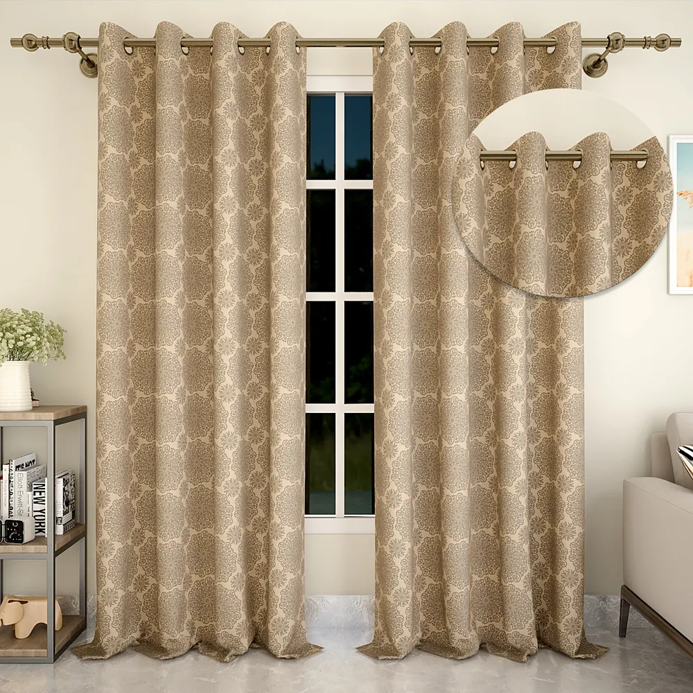 Brown Floral Pattern Designer Curtain 5 ft